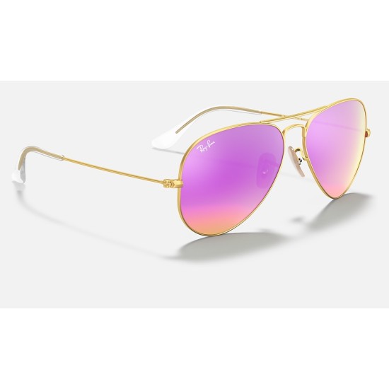 AVIATOR FLASH LENSES
Lenses: Cyclamen Mirror  +  Frame: Gold