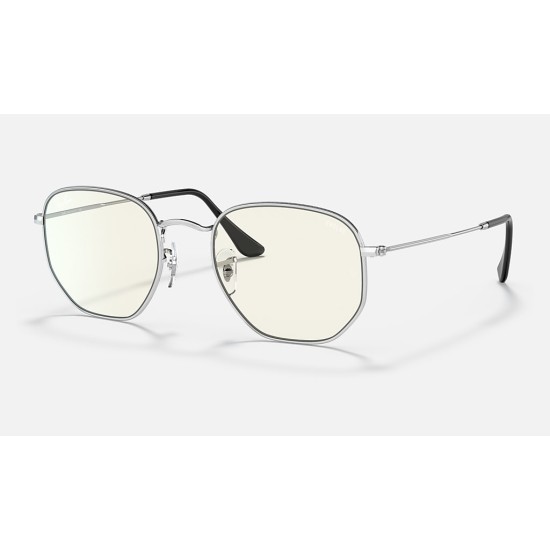 HEXAGONAL BLUE-LIGHT CLEAR EVOLVE
Lenses: Grey Clear Photocromic with Blue-Light Filter  +  Frame: Silver