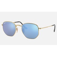 HEXAGONAL FLAT LENSES
Lenses: Light Blue Mirror  +  Frame: Gold
