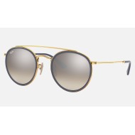 ROUND DOUBLE BRIDGE
Lenses: Silver Gradient - Mirror  +  Frame: Gold