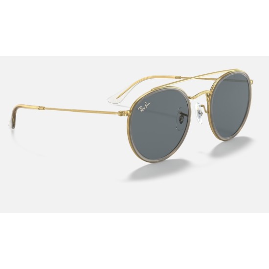 ROUND DOUBLE BRIDGE LEGEND GOLD
Lenses: Blue/Grey Classic  +  Frame: Shiny Gold