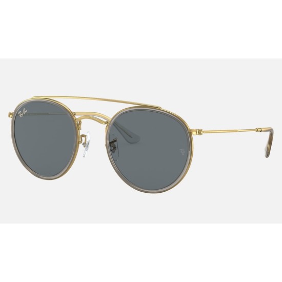 ROUND DOUBLE BRIDGE LEGEND GOLD
Lenses: Blue/Grey Classic  +  Frame: Shiny Gold