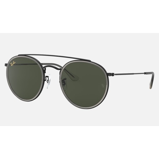 ROUND DOUBLE BRIDGE LEGEND GOLD
Lenses: Green Classic G-15  +  Frame: Shiny Black