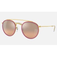 ROUND DOUBLE BRIDGE
Lenses: Silver Gradient - Mirror  +  Frame: Legend Gold