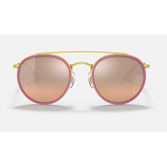 ROUND DOUBLE BRIDGE
Lenses: Silver Gradient - Mirror  +  Frame: Legend Gold