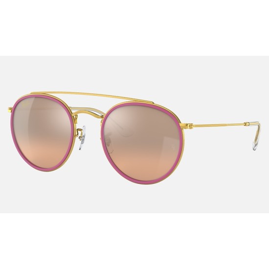 ROUND DOUBLE BRIDGE
Lenses: Silver Gradient - Mirror  +  Frame: Legend Gold