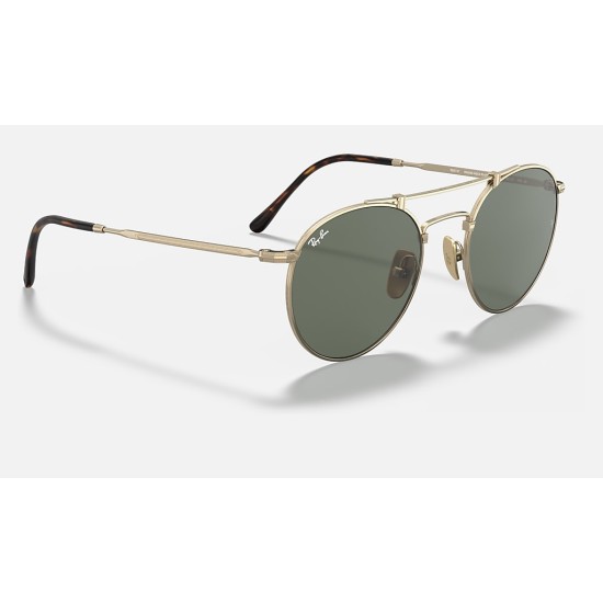 ROUND DOUBLE BRIDGE TITANIUM
Lenses: Green Classic  +  Frame: Gold