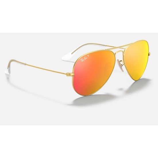 AVIATOR FLASH LENSES
Lenses: Polarized  Orange Mirror  +  Frame: Gold