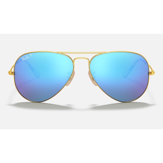 AVIATOR FLASH LENSES
Lenses: Polarized Blue Mirror  +  Frame: Gold