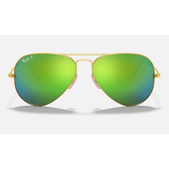 AVIATOR FLASH LENSES
Lenses: Polarized Green Mirror  +  Frame: Gold