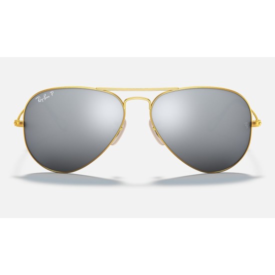 AVIATOR FLASH LENSES
Lenses: Polarized Silver Mirror  +  Frame: Gold