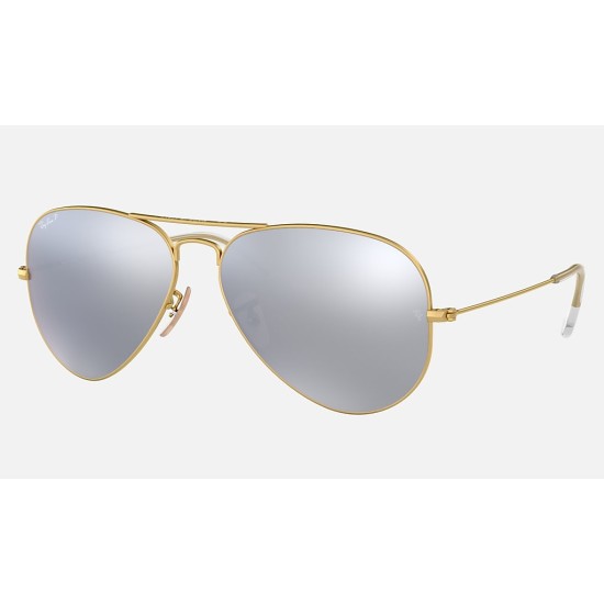 AVIATOR FLASH LENSES
Lenses: Polarized Silver Mirror  +  Frame: Gold