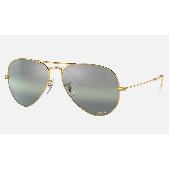 AVIATOR CHROMANCE
Lenses: Polarized Silver/Green Chromance Mirror  +  Frame: Legend Gold
