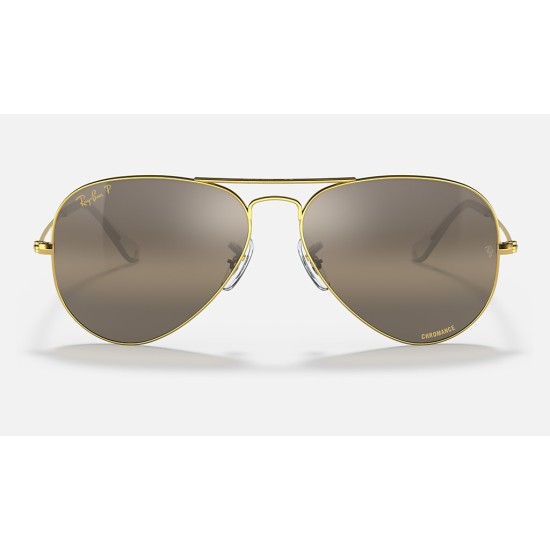 AVIATOR CHROMANCE
Lenses: Polarized Silver Brown Chromance Mirror  +  Frame: Legend Gold