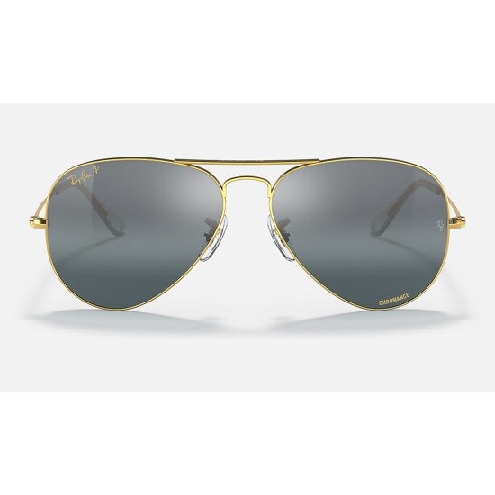 AVIATOR CHROMANCE
Lenses: Polarized Silver/Blue Chromance Mirror  +  Frame: Legend Gold