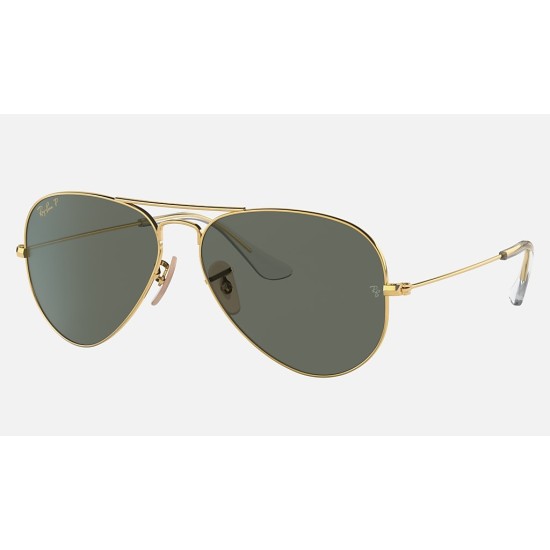 AVIATOR SOLID GOLD
Lenses: Polarized Green Classic G-15  +  Frame: Gold