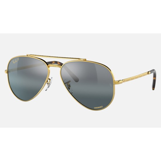 NEW AVIATOR
Lenses: Polarized Silver/Blue Chromance Mirror  +  Frame: Legend Gold