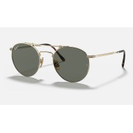 ROUND DOUBLE BRIDGE TITANIUM
Lenses: Polarized Green Classic G-15  +  Frame: Gold
