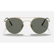 ROUND DOUBLE BRIDGE TITANIUM
Lenses: Polarized Green Classic G-15  +  Frame: Gold