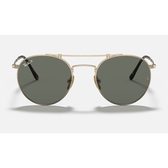 ROUND DOUBLE BRIDGE TITANIUM
Lenses: Polarized Green Classic G-15  +  Frame: Gold