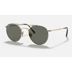 ROUND DOUBLE BRIDGE TITANIUM
Lenses: Polarized Green Classic G-15  +  Frame: Gold