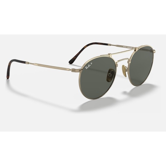 ROUND DOUBLE BRIDGE TITANIUM
Lenses: Polarized Green Classic G-15  +  Frame: Gold