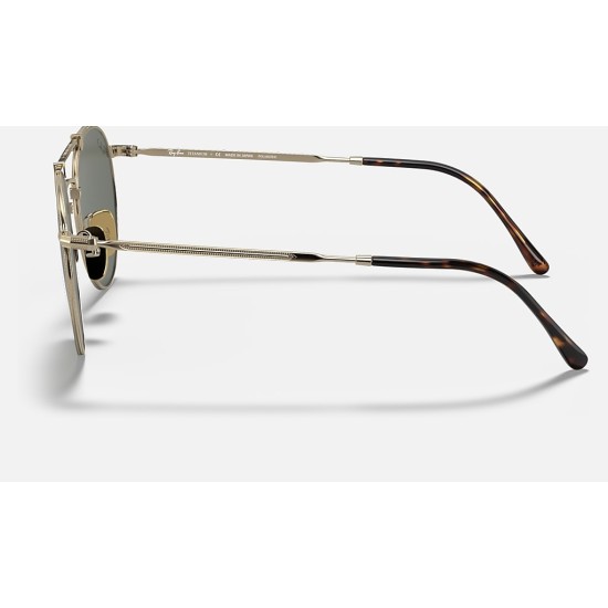 ROUND DOUBLE BRIDGE TITANIUM
Lenses: Polarized Green Classic G-15  +  Frame: Gold
